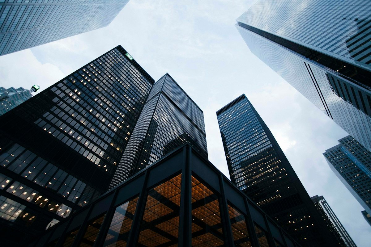 Architectural high-rise corporate towers in Melbourne Australia housing professional migration legal practices